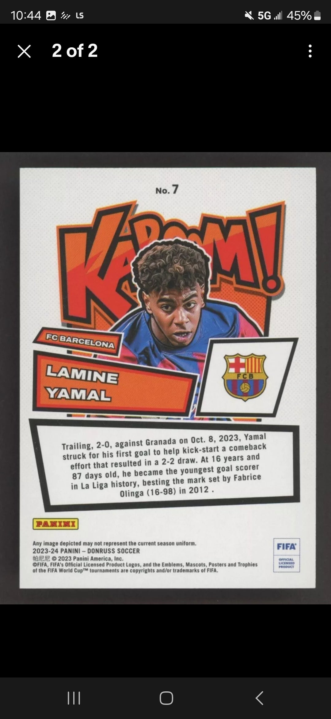 2023-24 Panini Donruss Soccer Lamine Yamal Kaboom